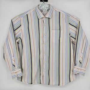 Tommy Bahama Shirt Mens XL Silk‎ Blend Striped Button Up Casual Long Sleeve